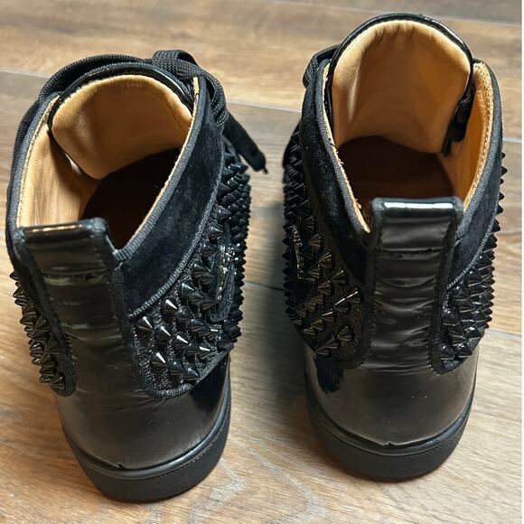 Christian Louboutin Lou Black Spikes Men's High Top Calf Leather Sneaker Size 7 - Picture 7 of 11